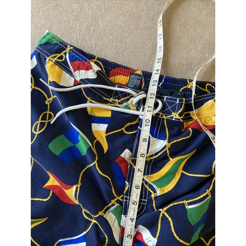 Vtg Polo Ralph Lauren Yacht Nautical Flags Swim Trunks Shorts Mens Sz XL Beach